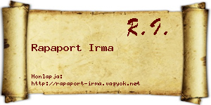 Rapaport Irma névjegykártya